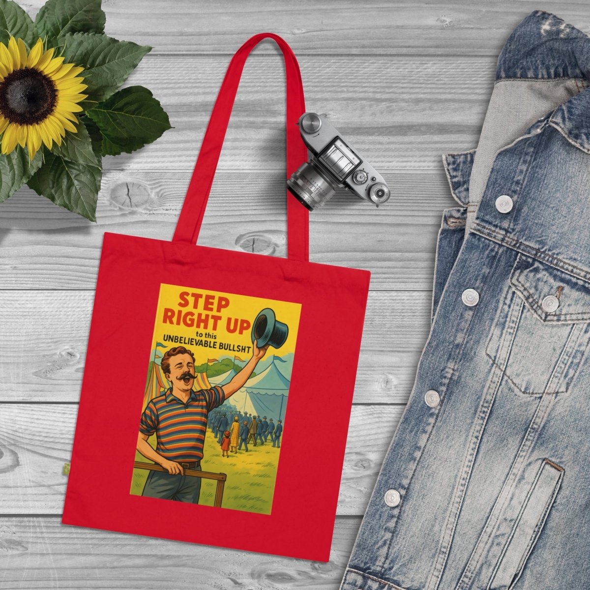 Step Right Up – Vintage-Zirkus-Stoffbeutel mit satirischem Jahrmarkt-Motiv-Bags-True Insights