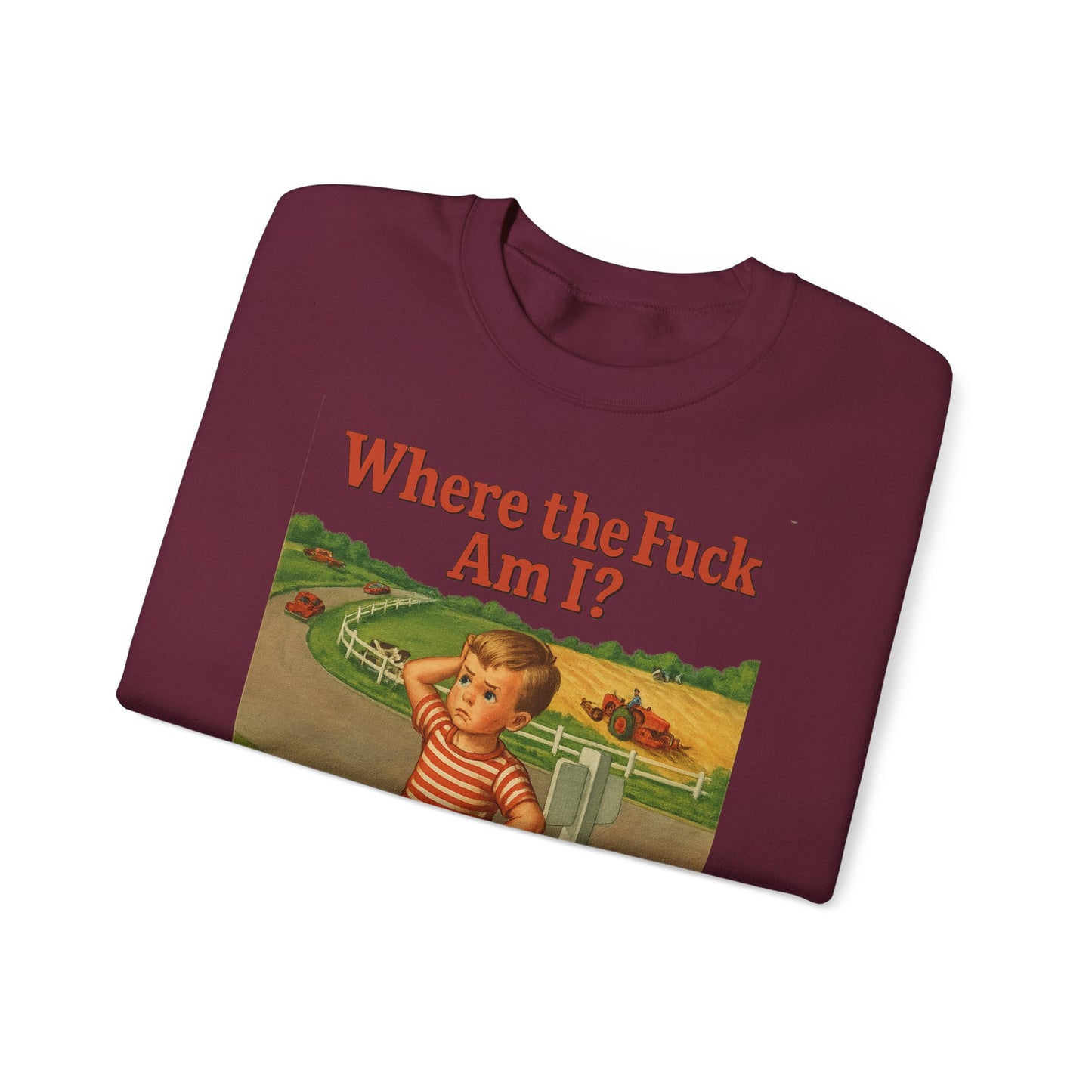 Sweatshirt – Where the Hell Am I? – Vintage Sweatshirt mit nostalgischem Lost-Boy-Motiv | True Insights Design mit Humor