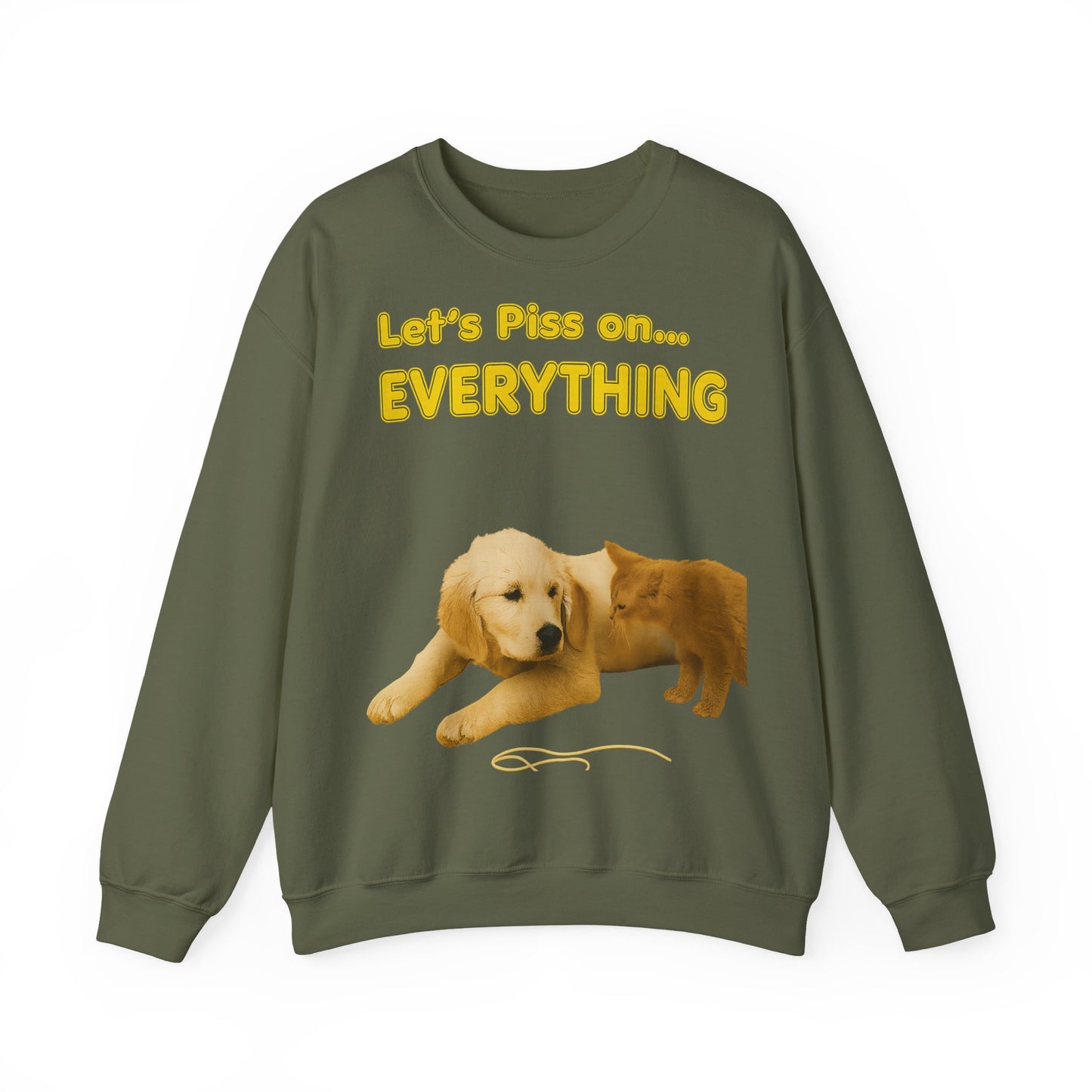 Vintage Motiv – Let’s Piss on Everything – Satirisches Sweatshirt mit Hund & Katze | True Insights Design mit Humor