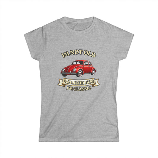 True Insights Damen Shirt Baujahr 1976 Oldtimer Motiv in Sport Grey, Vintage Geschenk zum 50. Geburtstag