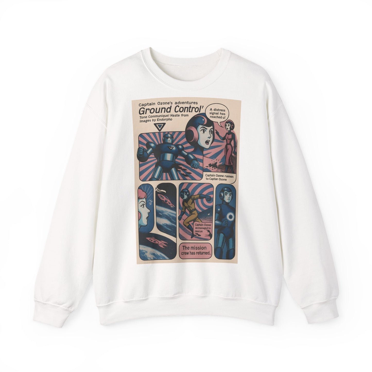 Sweatshirt – Retro Space Comic Sweatshirt – Captain Ozone „Ground Control“ Edition | True Insights Design mit Humor