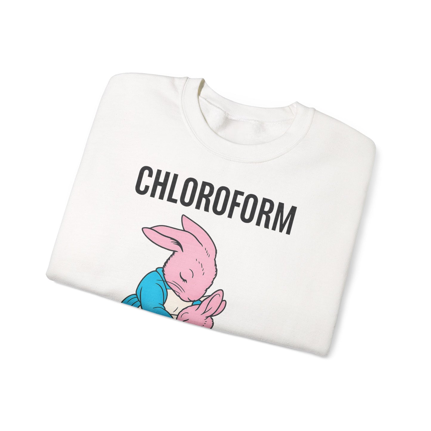 „CHLOROFORM“ – Retro-Sweatshirt mit Hasen und bösem Twist – Freches Satire-Design für mutige Statements | True Insights