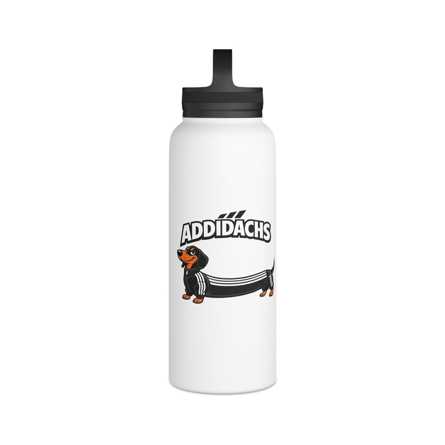 Lustiger Dackel Isolierte Edelstahl Trinkflasche mit Griffdeckel — Witziges Hunde-Motiv Geschenk für Dackelbesitzer & Sportfans