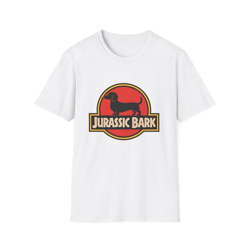 True Insights T-Shirt Jurassic Bark Dackel Edition in Weiß mit satirischem Dackel-Dino-Print