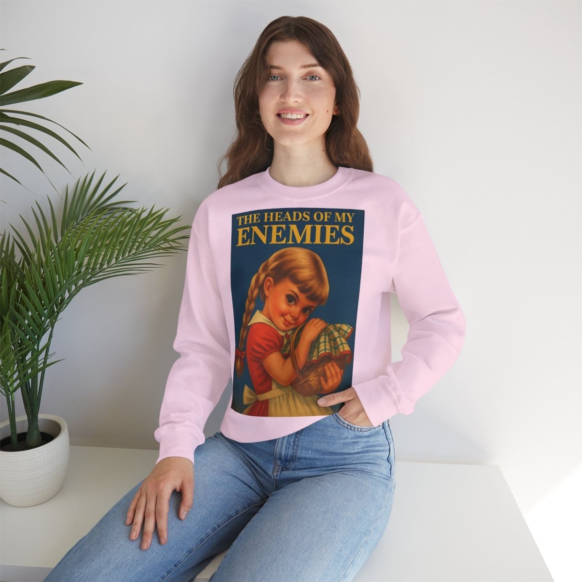 Sweatshirt – Sweatshirt „The Heads of My Enemies“ – Subversive Kunst zum Anziehen | True Insights Design mit Humor