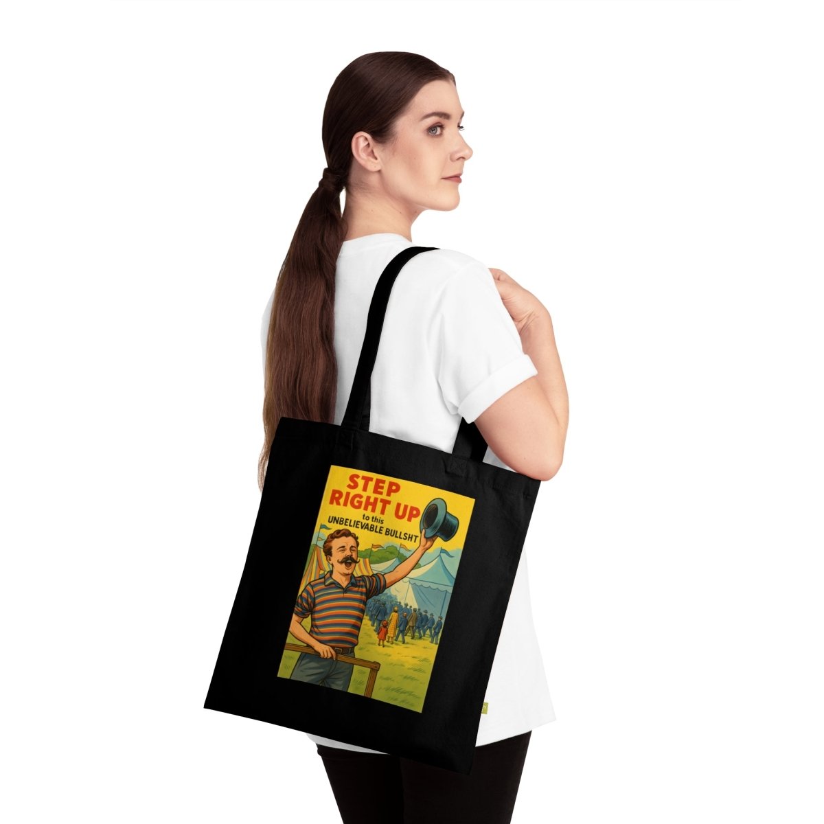 Step Right Up – Vintage-Zirkus-Stoffbeutel mit satirischem Jahrmarkt-Motiv-Bags-True Insights