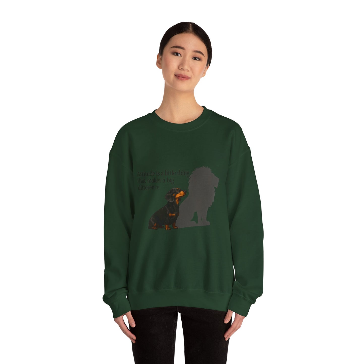 Inspirierendes Sweatshirt – Dackel mit Löwenschatten „Attitude“ – Lustiges Sweatshirt | True Insights – Bild 40