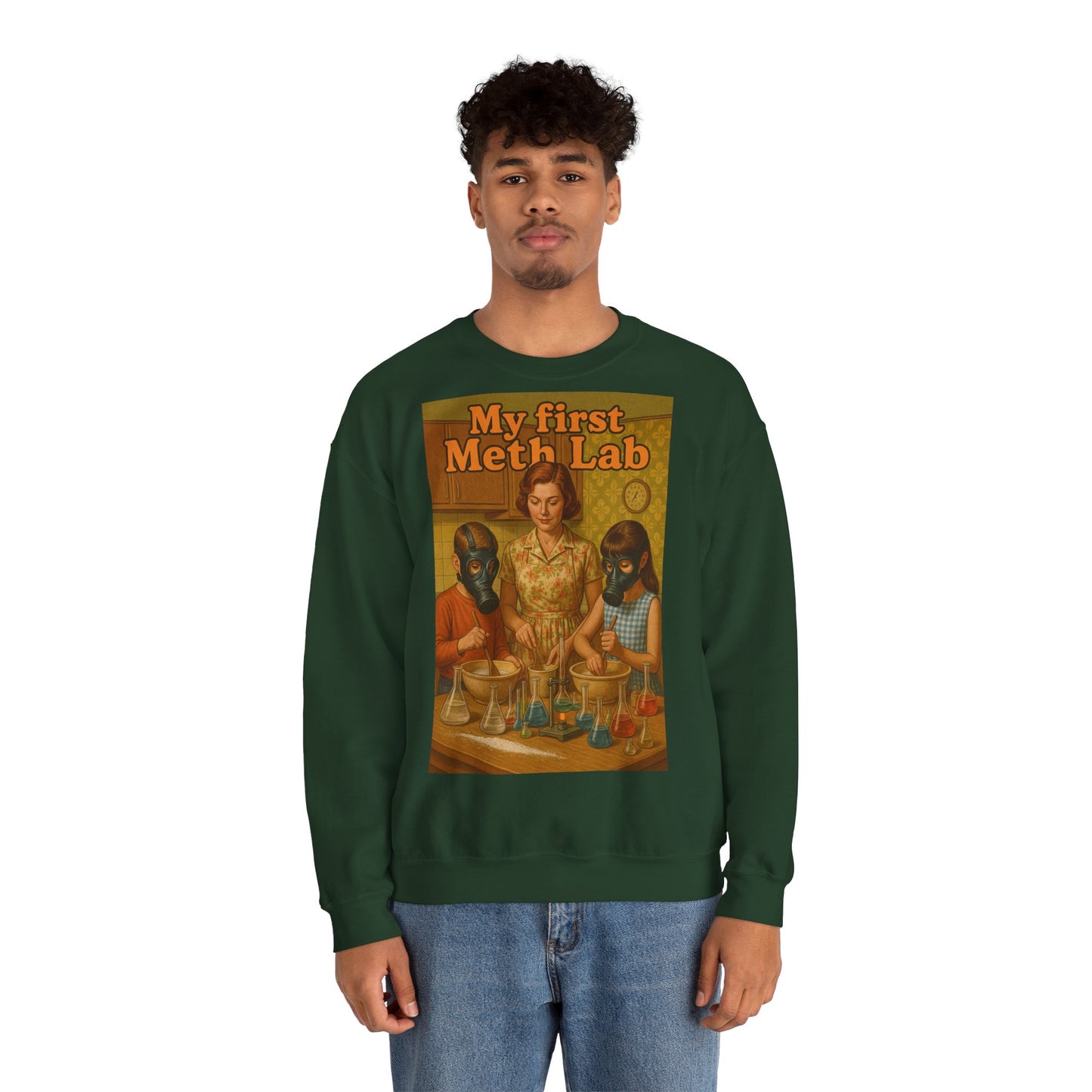 Sweatshirt – „My First Meth Lab“ Sweatshirt – Schwarzer Humor im Retro-Stil | True Insights Design mit Humor