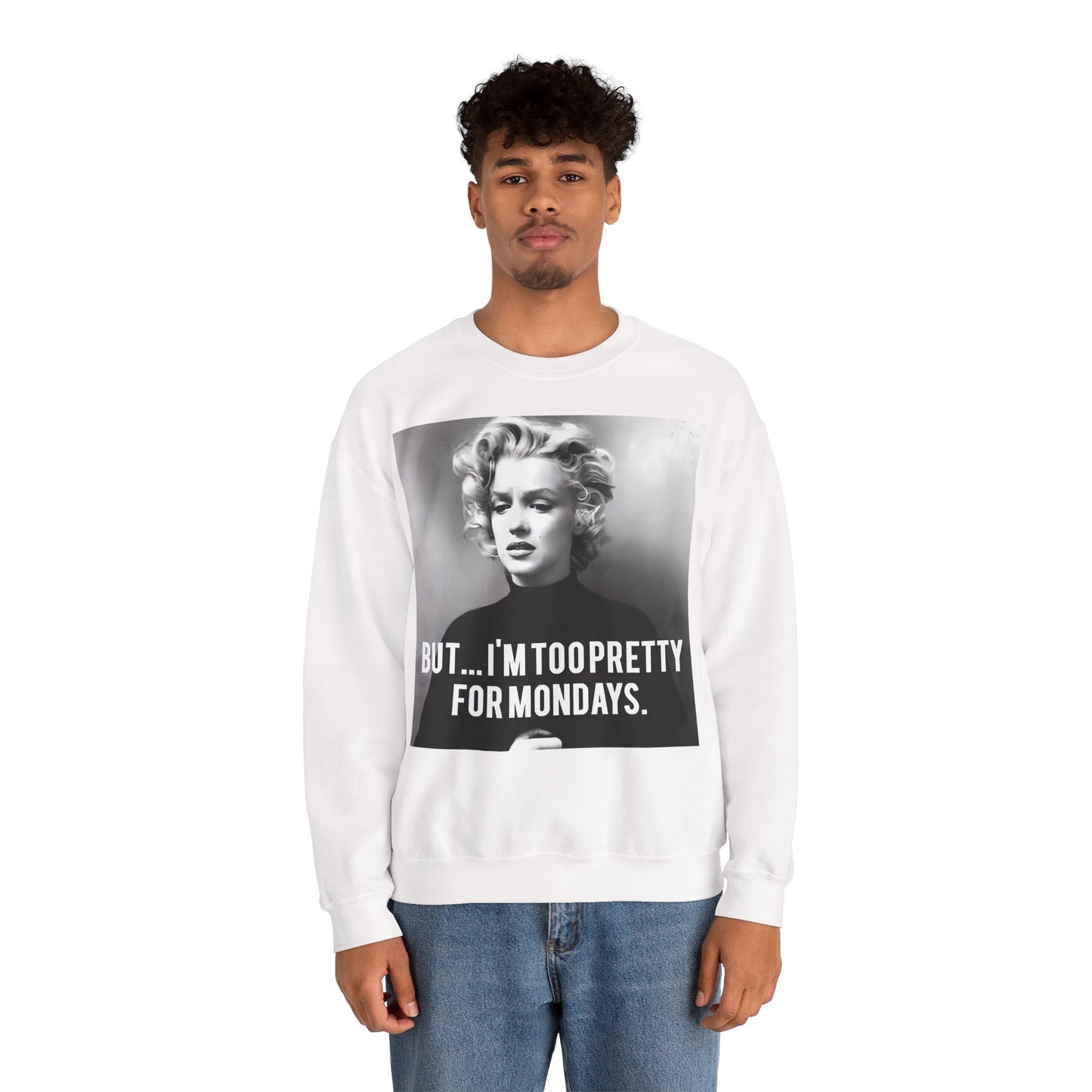 Sweatshirt – Sweatshirt – Too Pretty for Mondays – Retro Statement Pullover | True Insights Design mit Humor