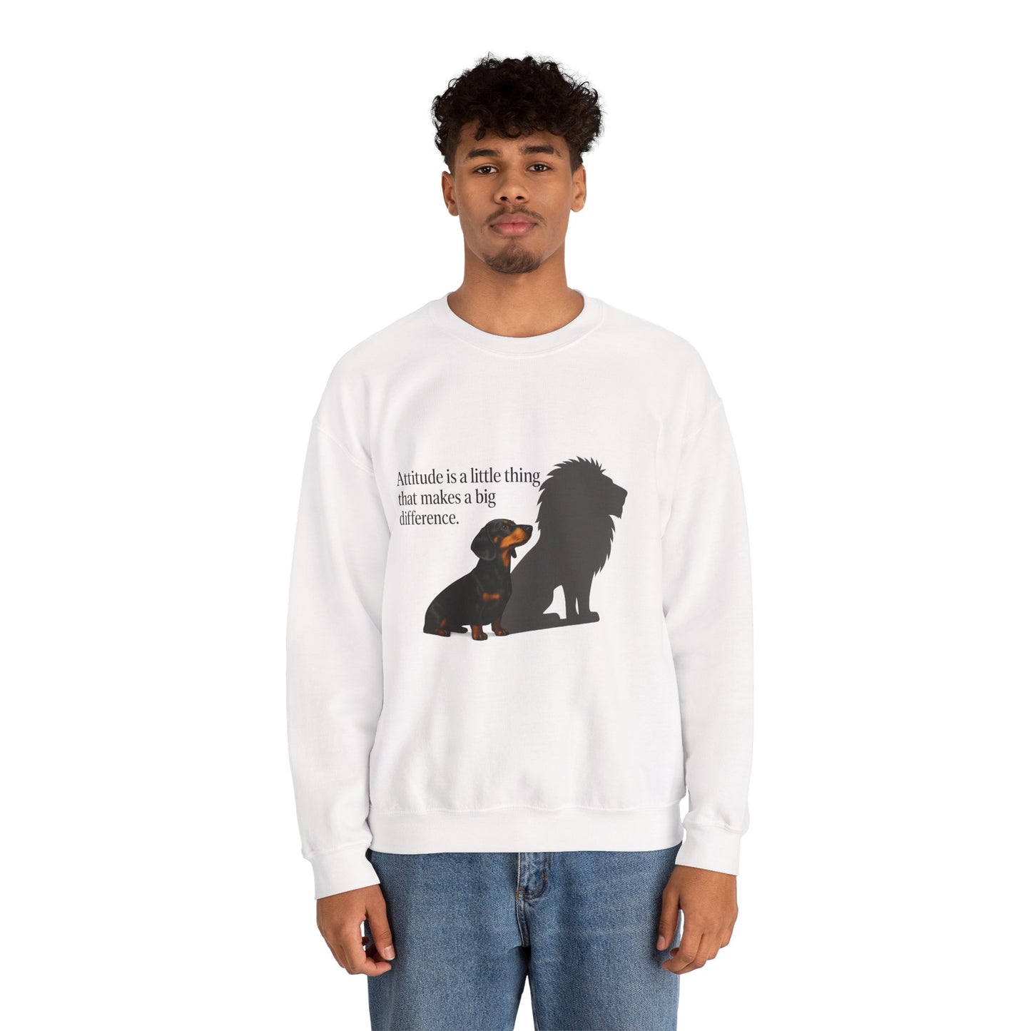 Inspirierendes Sweatshirt – Dackel mit Löwenschatten „Attitude“ – Lustiges Sweatshirt | True Insights – Bild 28