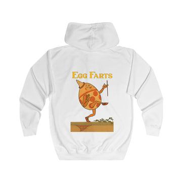Retro Sweatjacke „Egg Farts“ – Zip-Hoodie mit Rückendruck – Arctic White – Rückenansicht