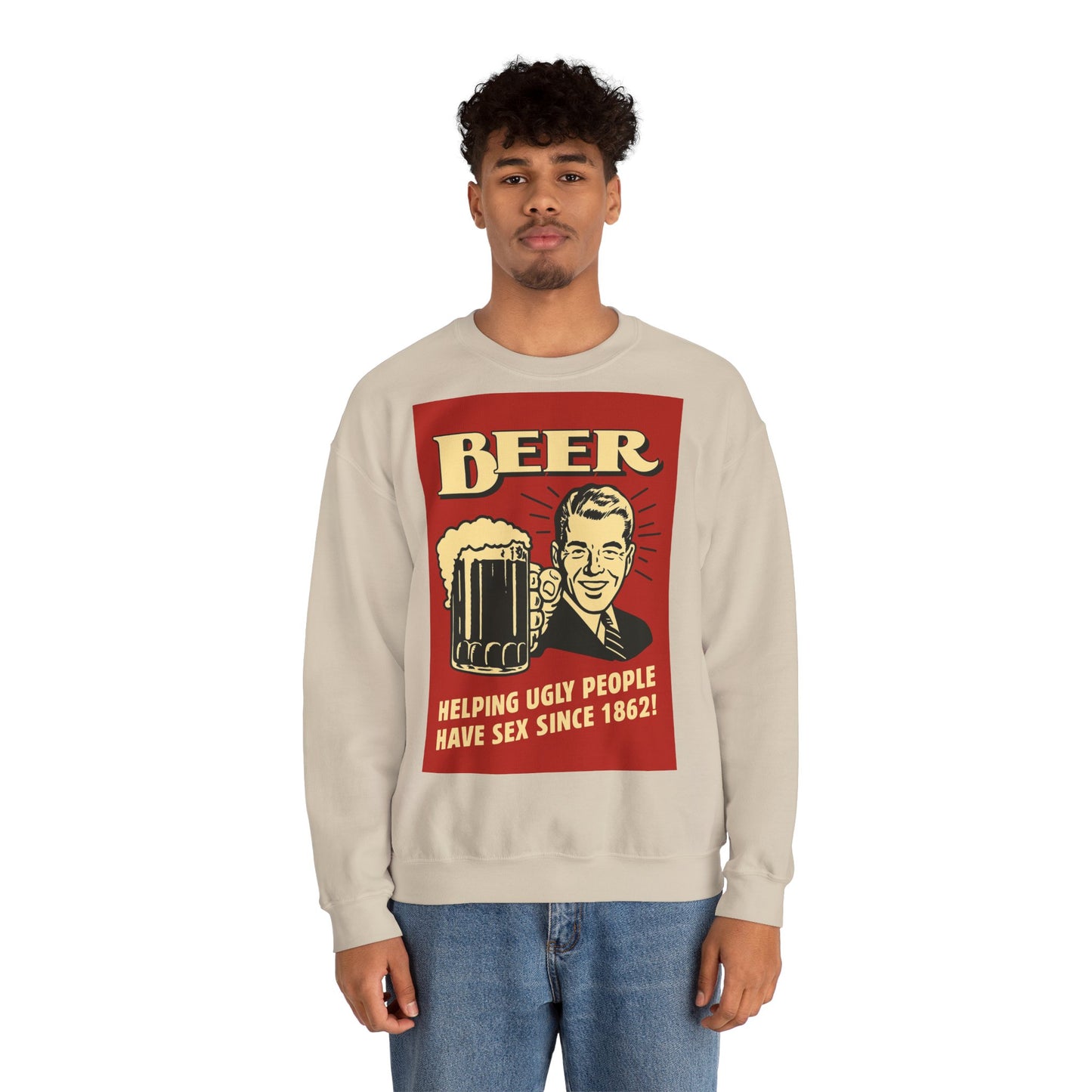 Beer Sweatshirt – Schwarzer Humor im Retro-Werbestil – Freches Satire-Design für mutige Statements | True Insights