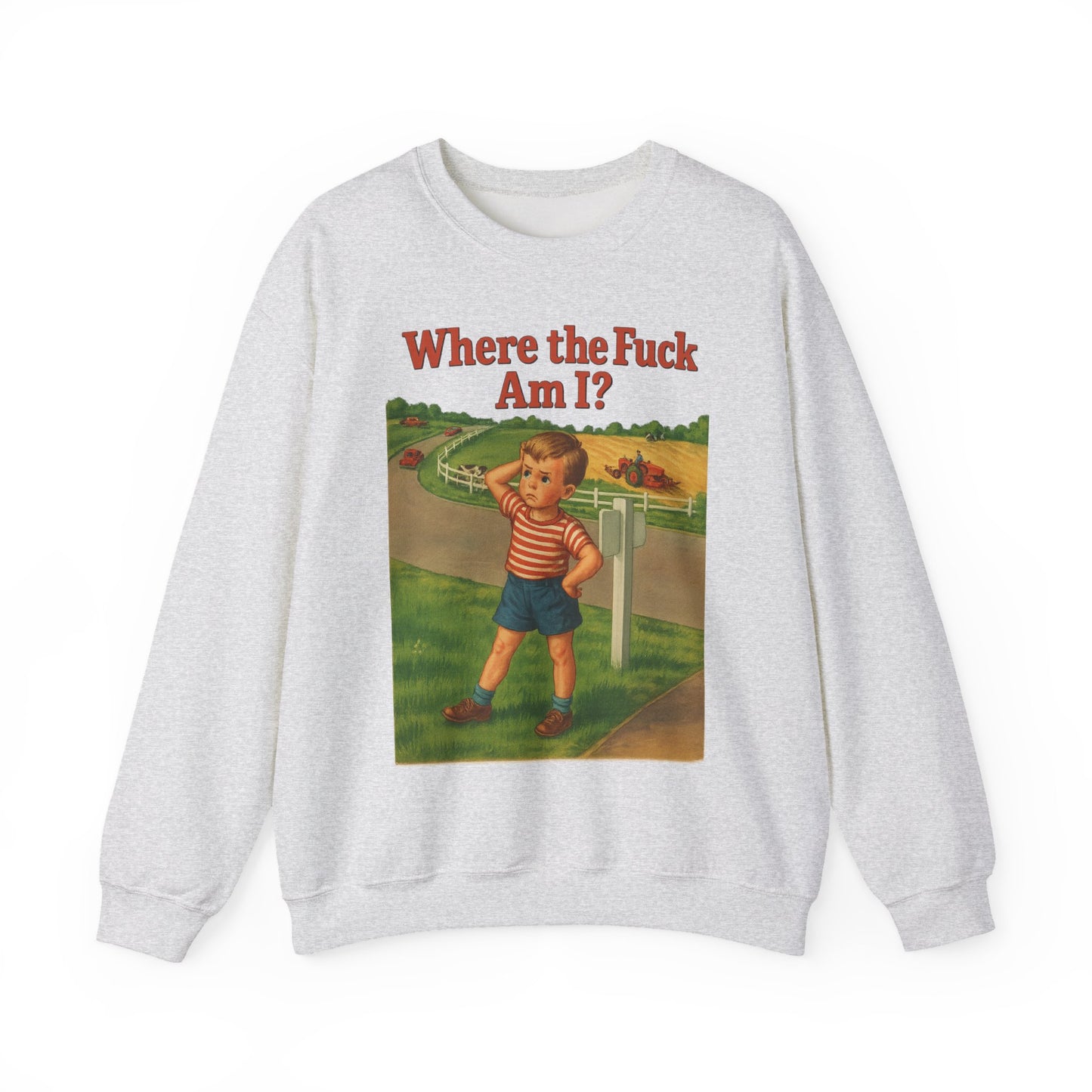 Sweatshirt – Where the Hell Am I? – Vintage Sweatshirt mit nostalgischem Lost-Boy-Motiv | True Insights Design mit Humor