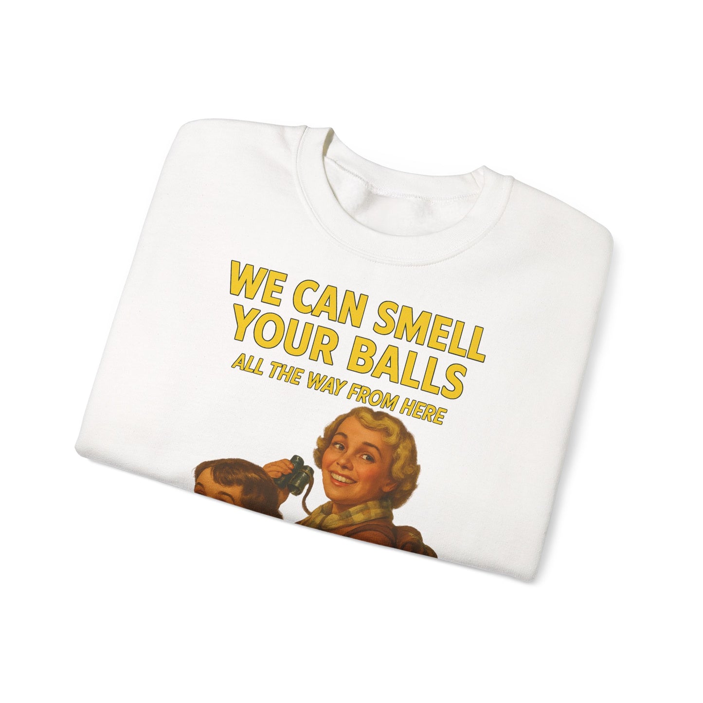 Sweatshirt – Vintage Sweatshirt – „We Can Smell Your Balls“ im Spioninnen-Stil | True Insights Design mit Humor