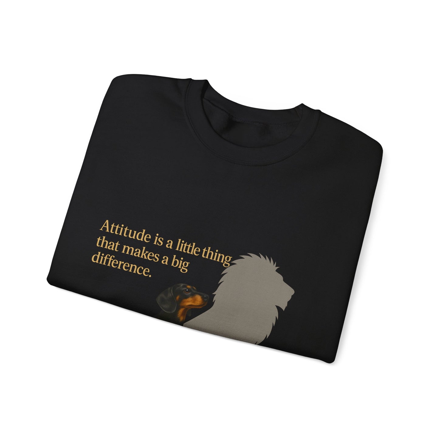 Inspirierendes Sweatshirt – Dackel mit Löwenschatten „Attitude“ – Lustiges Sweatshirt | True Insights – Bild 15