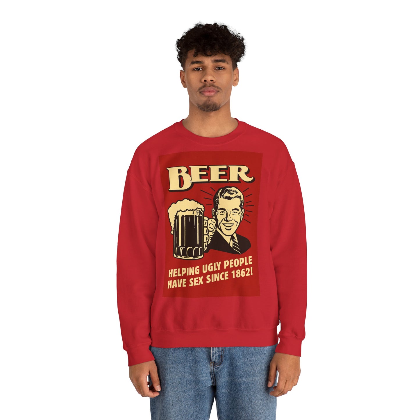 Beer Sweatshirt – Schwarzer Humor im Retro-Werbestil – Freches Satire-Design für mutige Statements | True Insights