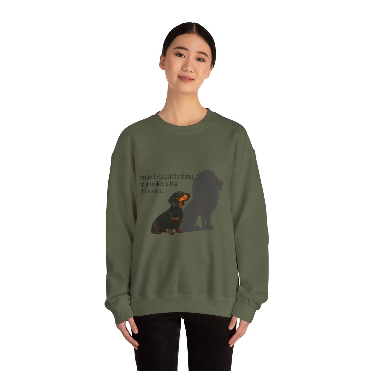 Inspirierendes Sweatshirt – Dackel mit Löwenschatten „Attitude“ – Lustiges Sweatshirt | True Insights – Bild 35