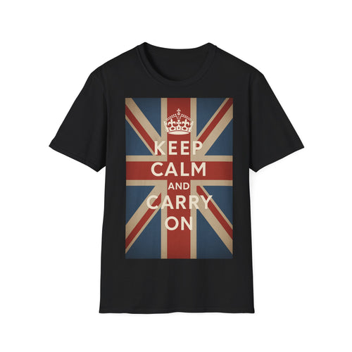 True Insights T-Shirt Keep Calm and Carry On Union Jack Vintage in Schwarz, britische Flagge, Unisex Geschenk