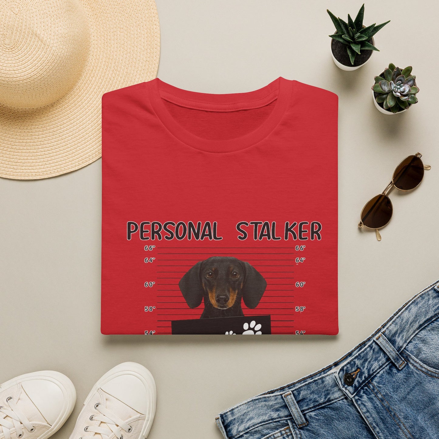 Dackel Personal Stalker T-Shirt - Lustiges Hunde Shirt für Dackelbesitzer - I Will Follow You Wherever You Go - Geschenk für Hundeliebhaber