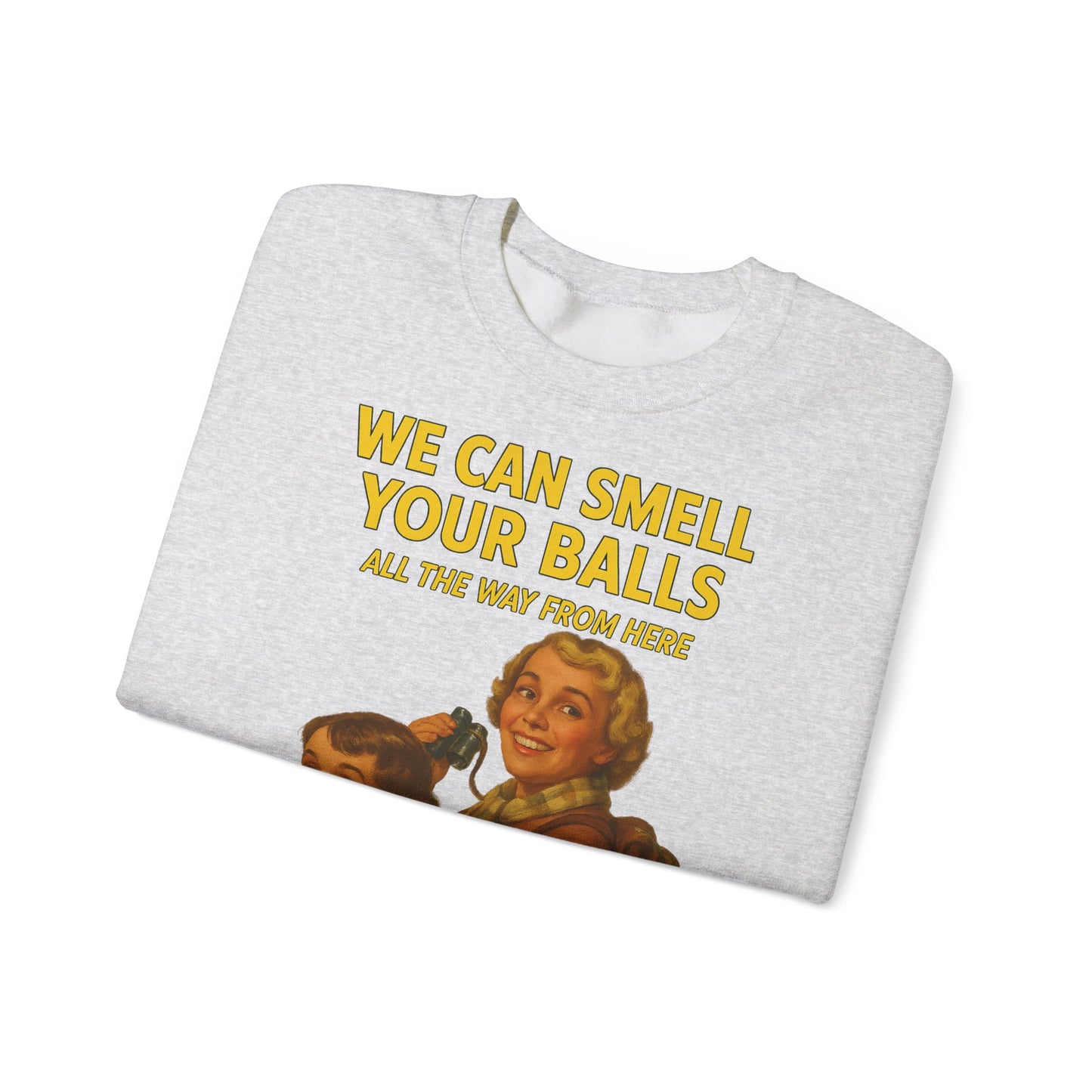 Sweatshirt – Vintage Sweatshirt – „We Can Smell Your Balls“ im Spioninnen-Stil | True Insights Design mit Humor