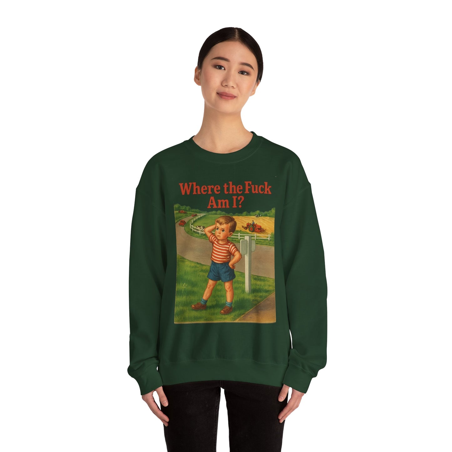 Sweatshirt – Where the Hell Am I? – Vintage Sweatshirt mit nostalgischem Lost-Boy-Motiv | True Insights Design mit Humor