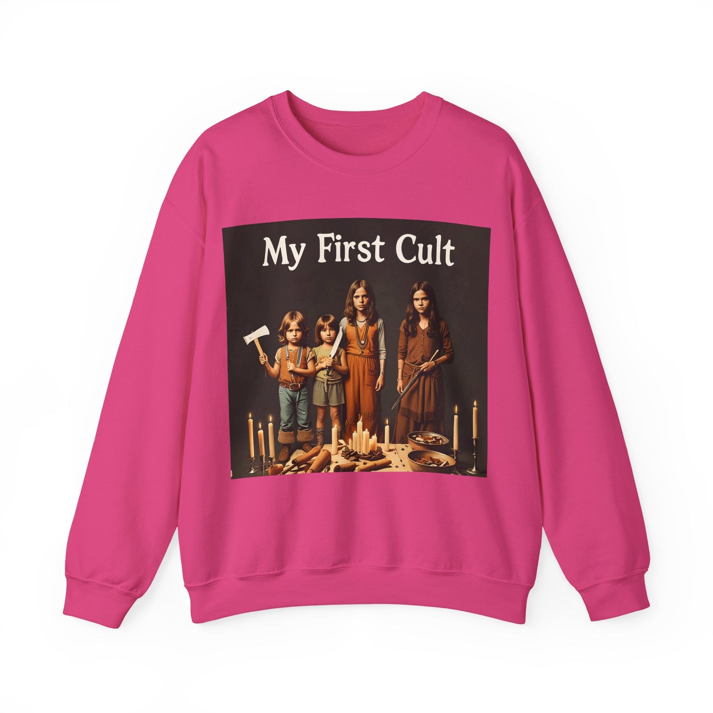 Sweatshirt – Kultig gruselig: „My First Cult“-Sweatshirt – Dark Humor für Fortgeschrittene | True Insights Design mit Humor