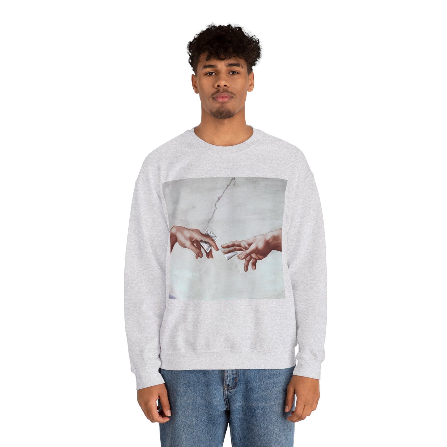 Sweatshirt – The Deal Sweatshirt – Satirische Kunst trifft Streetwear | Michelangelo Meme Design | True Insights Design mit Humor