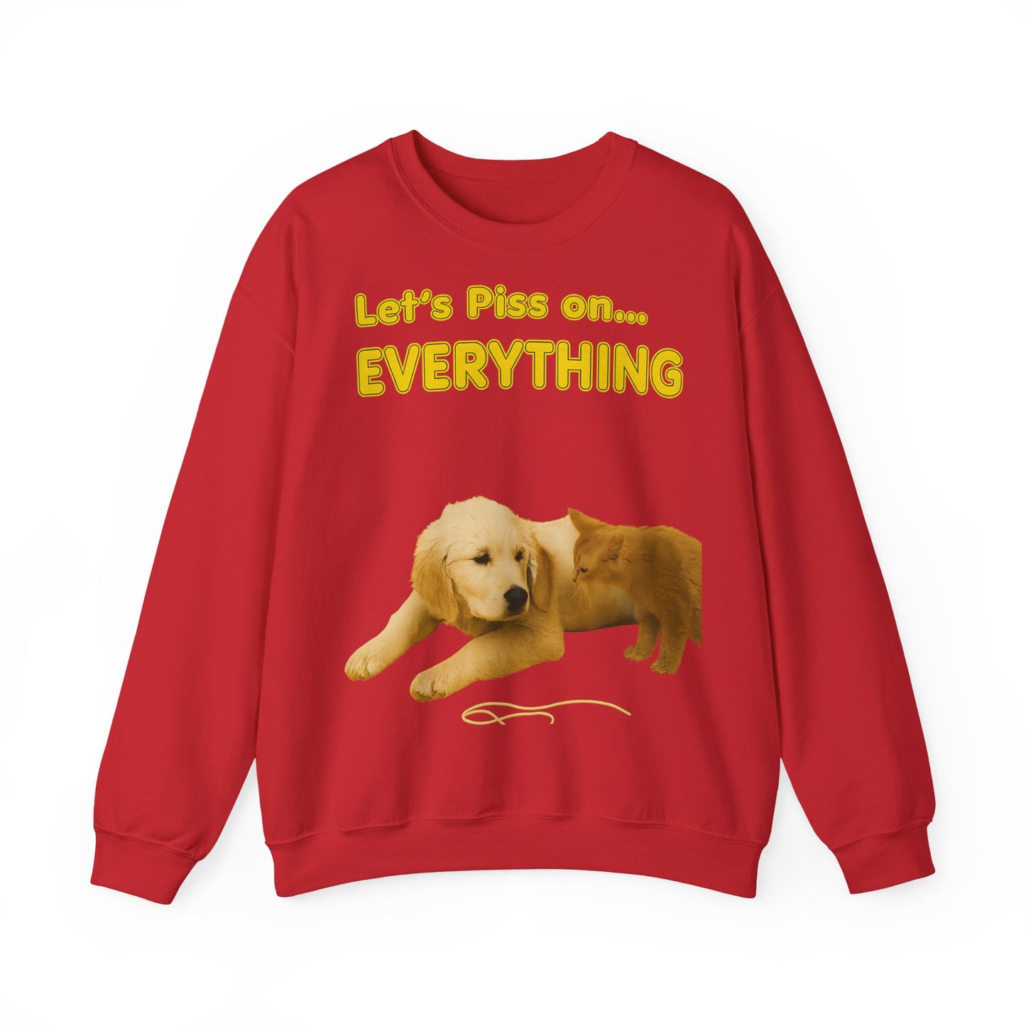 Vintage Motiv – Let’s Piss on Everything – Satirisches Sweatshirt mit Hund & Katze | True Insights Design mit Humor