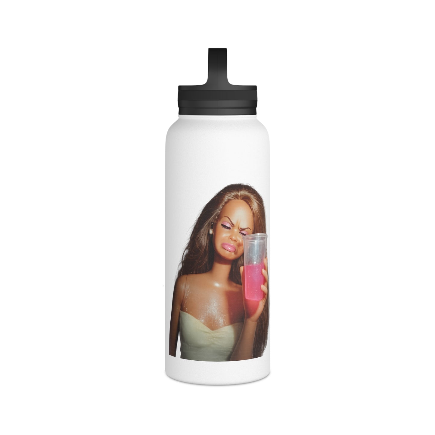 Doll Meme Barbicore Edelstahl Trinkflasche – Cute Blonde Doll Design mit Griffdeckel, isoliert | Lustiges Meme Geschenk für Sie