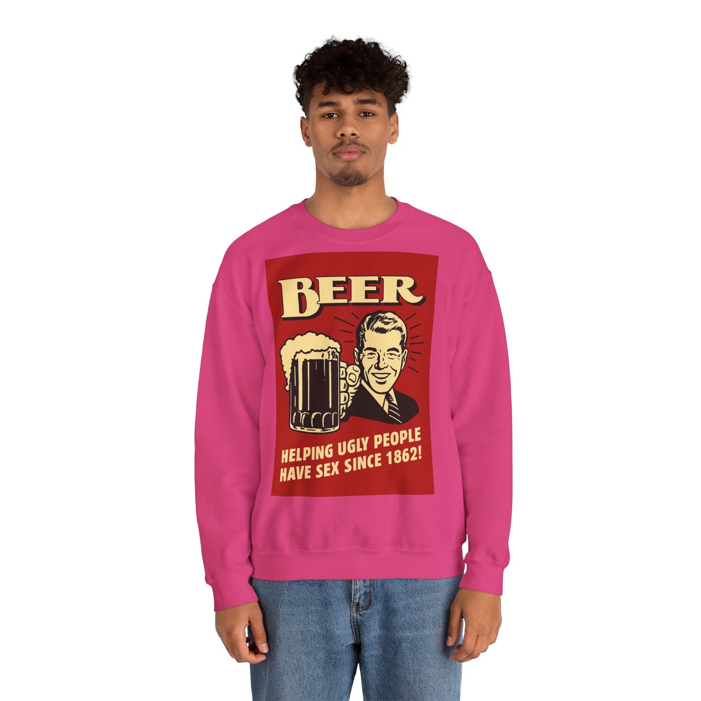 Beer Sweatshirt – Schwarzer Humor im Retro-Werbestil – Freches Satire-Design für mutige Statements | True Insights