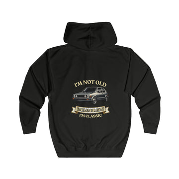Geschenk zum 50. Geburtstag – Sweatjacke Jahrgang 1977 VW Golf – Jet Black – Rückenansicht