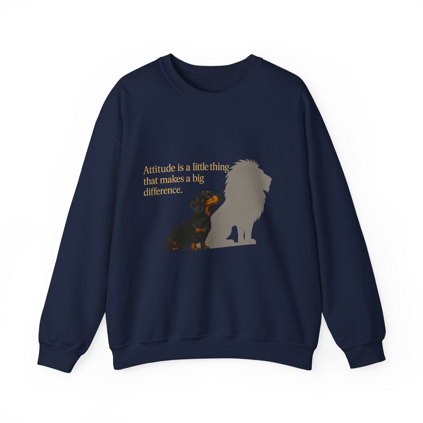 Inspirierendes Sweatshirt – Dackel mit Löwenschatten „Attitude“ – Lustiges Sweatshirt | True Insights – Bild 3