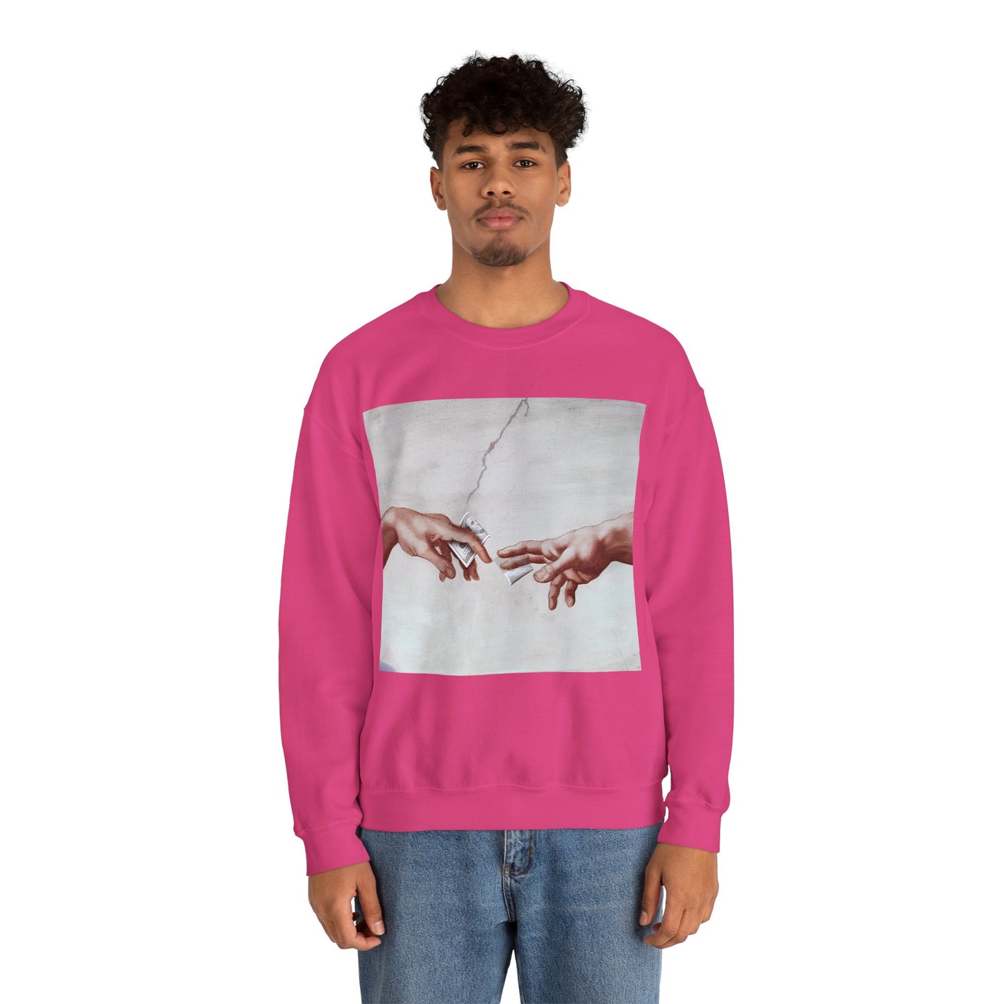 Sweatshirt – The Deal Sweatshirt – Satirische Kunst trifft Streetwear | Michelangelo Meme Design | True Insights Design mit Humor