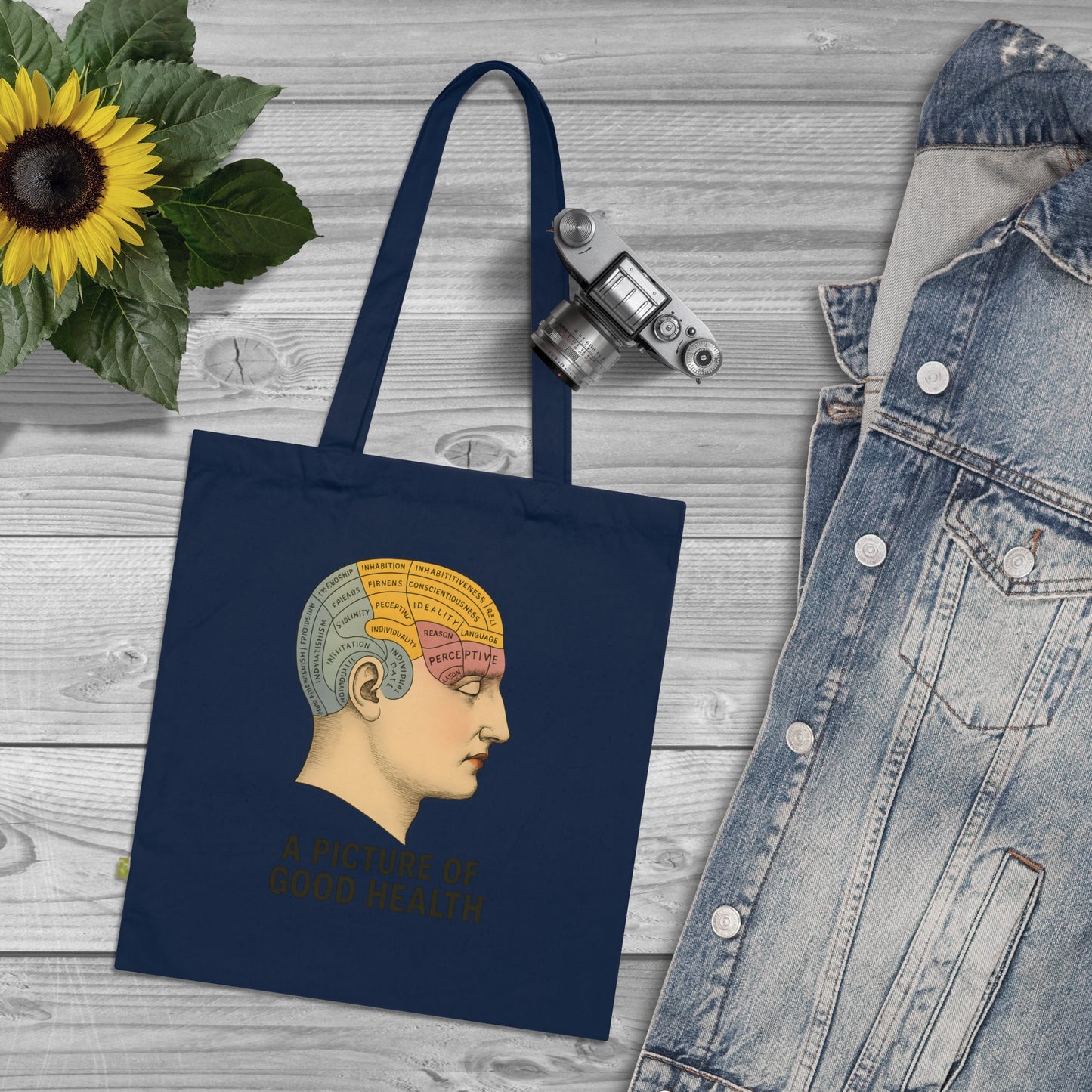 Vintage Motiv – Phrenologie Kortex Couture – Satirischer Stoffbeutel mit Hirn & Haltung | True Insights Design mit Humor