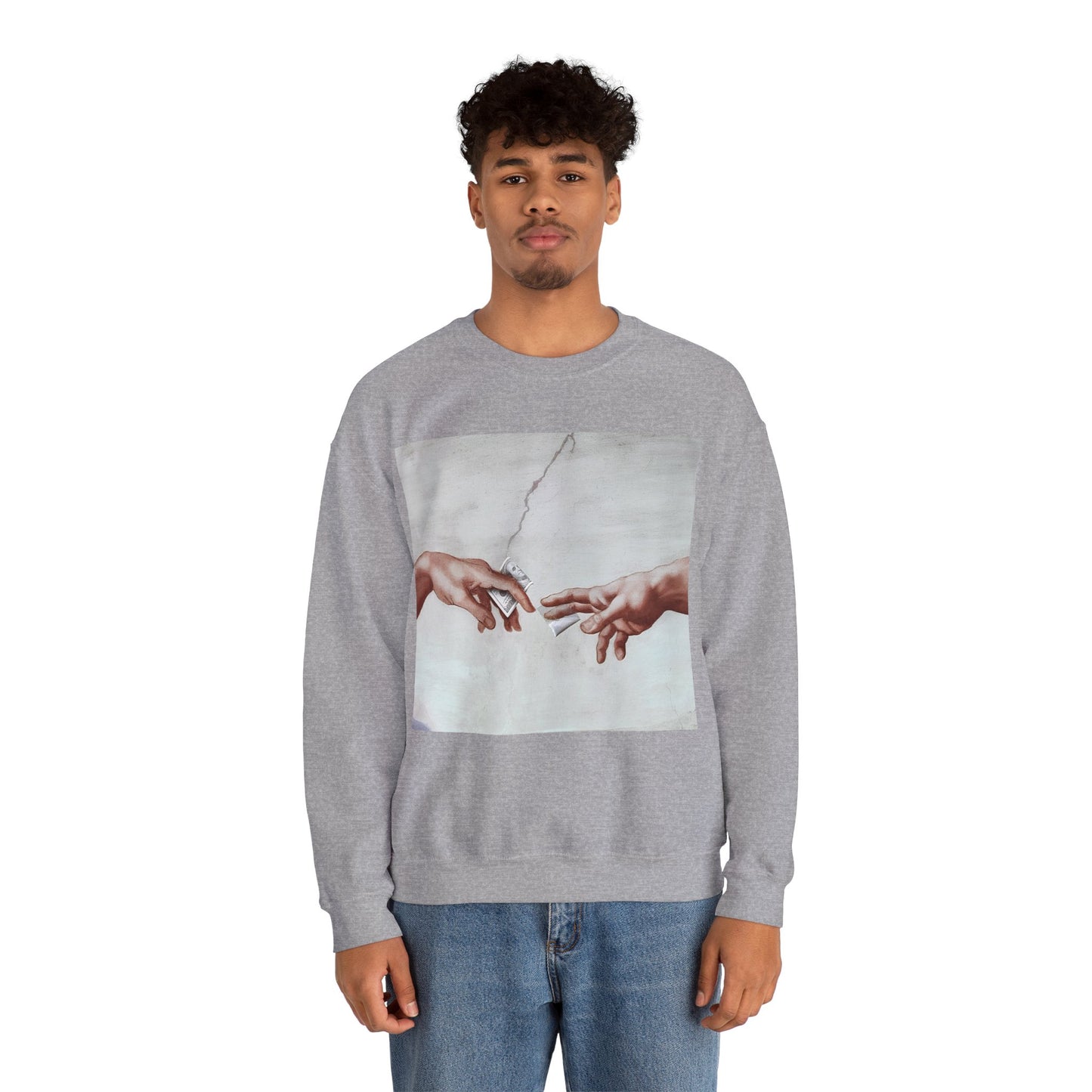 Sweatshirt – The Deal Sweatshirt – Satirische Kunst trifft Streetwear | Michelangelo Meme Design | True Insights Design mit Humor