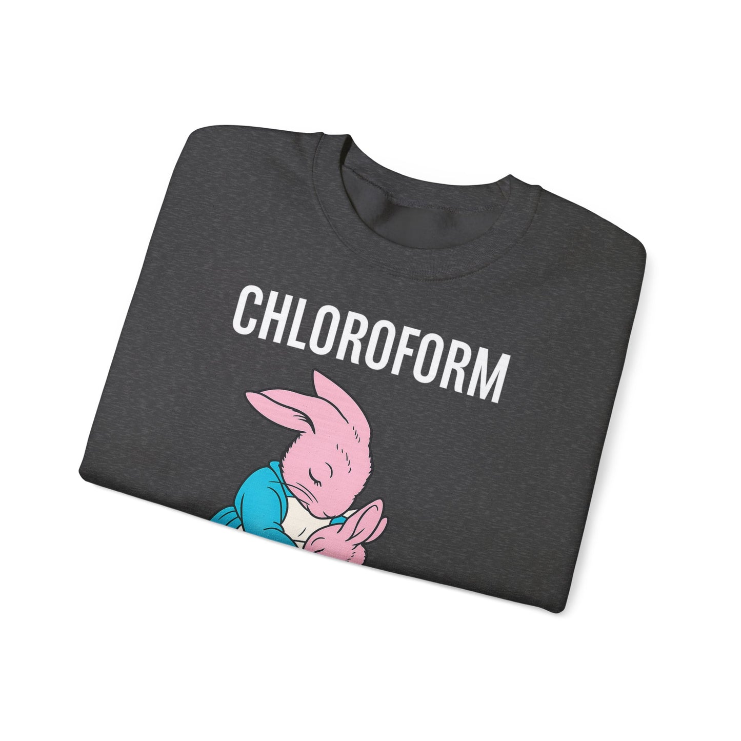 „CHLOROFORM“ – Retro-Sweatshirt mit Hasen und bösem Twist – Freches Satire-Design für mutige Statements | True Insights