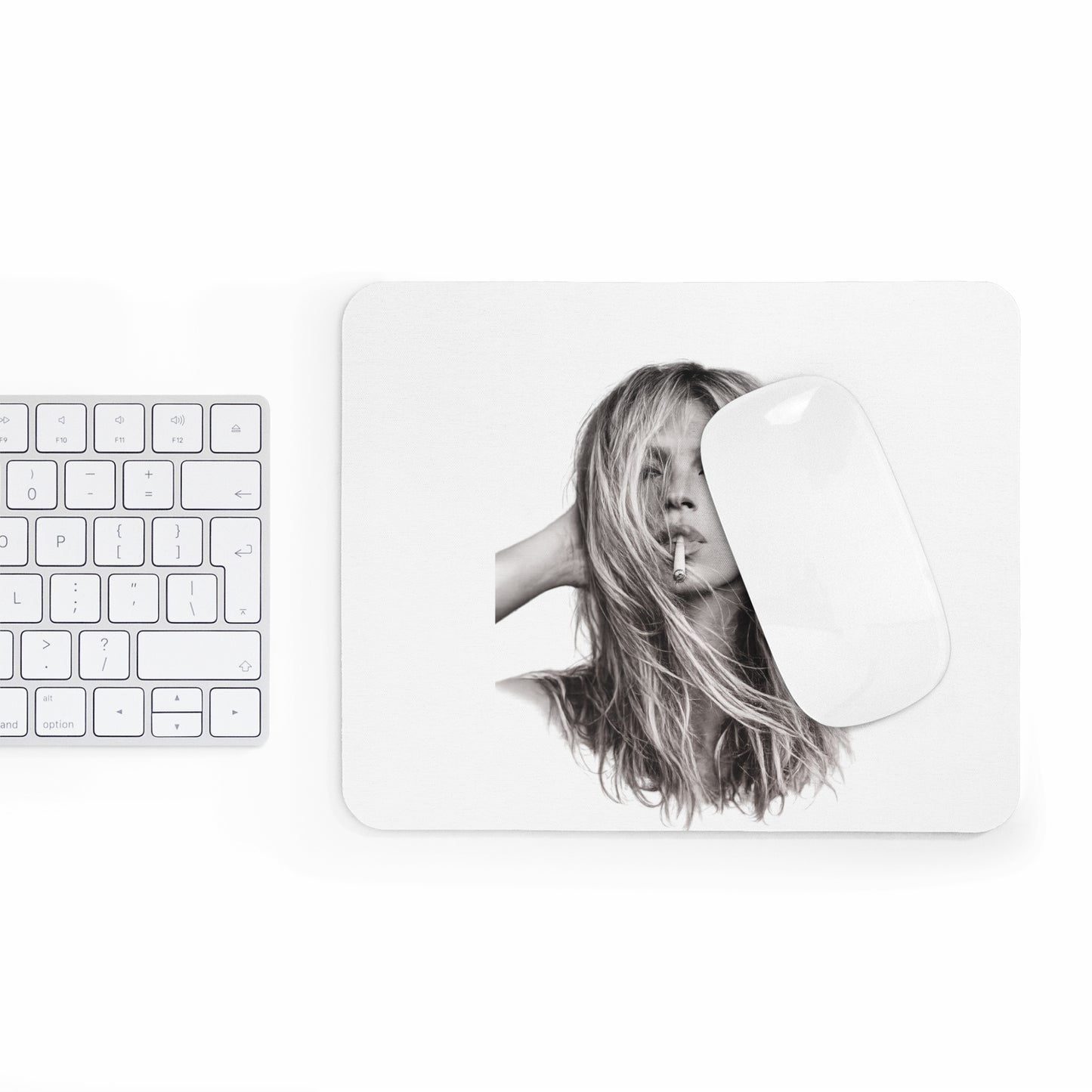 Kate Moss Porträt Mousepad – Ikonisches Schwarz-Weiß Foto Mauspad für Fashion Fans & stylisches Home Office