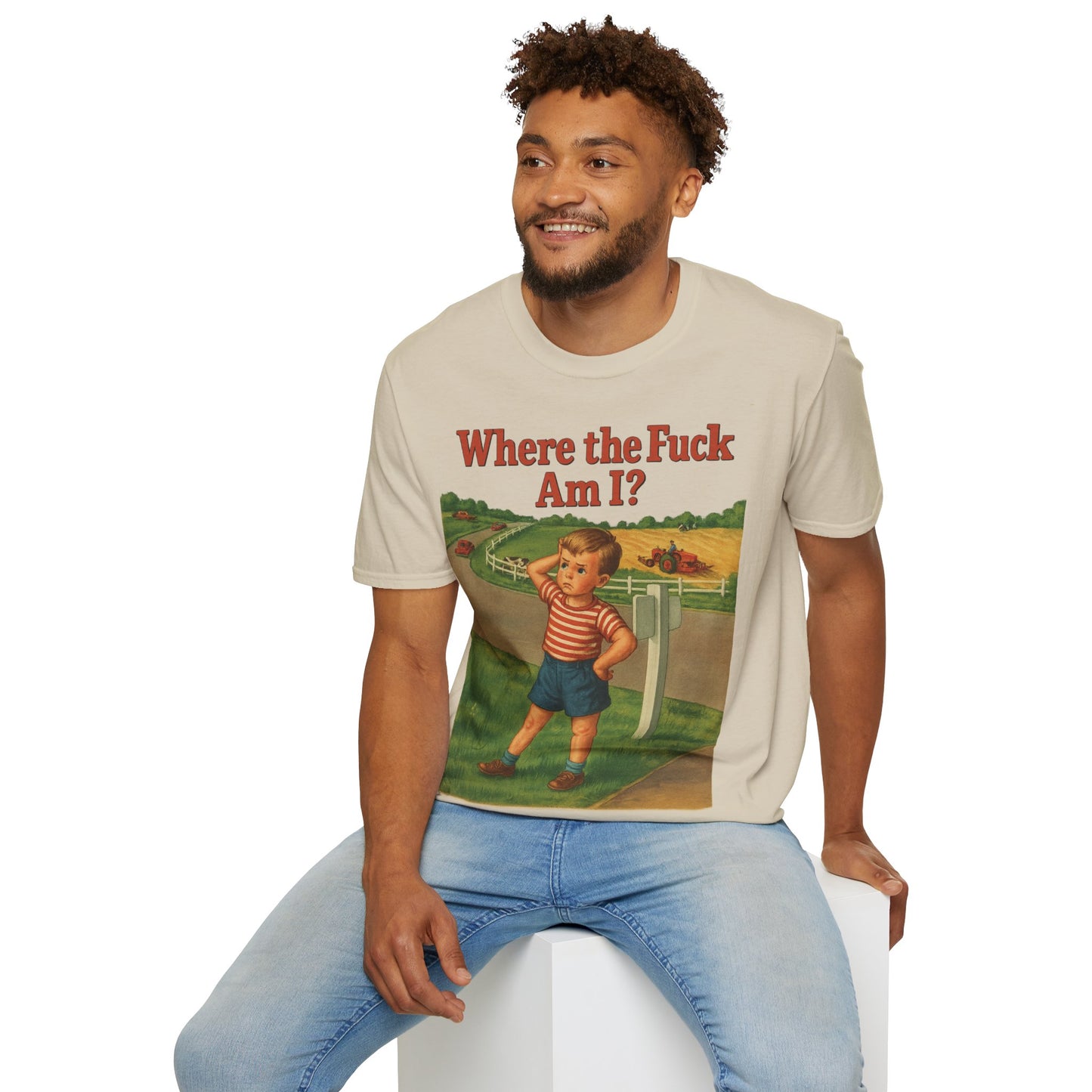 Where the Fuck Am I? T-Shirt– Vintage Look mit modernem WTF-Moment | Retro-Meme Pullover – Freches Satire-Design für mutige Statements | True Insights