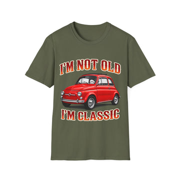 True Insights Retro T-Shirt Oldtimer Kleinwagen Motiv in Military Green, Vintage Geschenk für Herren