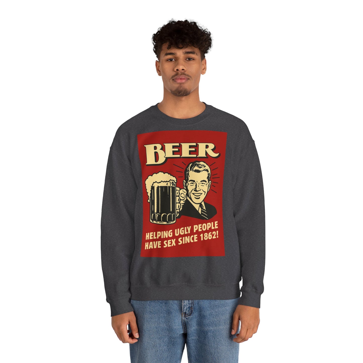 Beer Sweatshirt – Schwarzer Humor im Retro-Werbestil – Freches Satire-Design für mutige Statements | True Insights