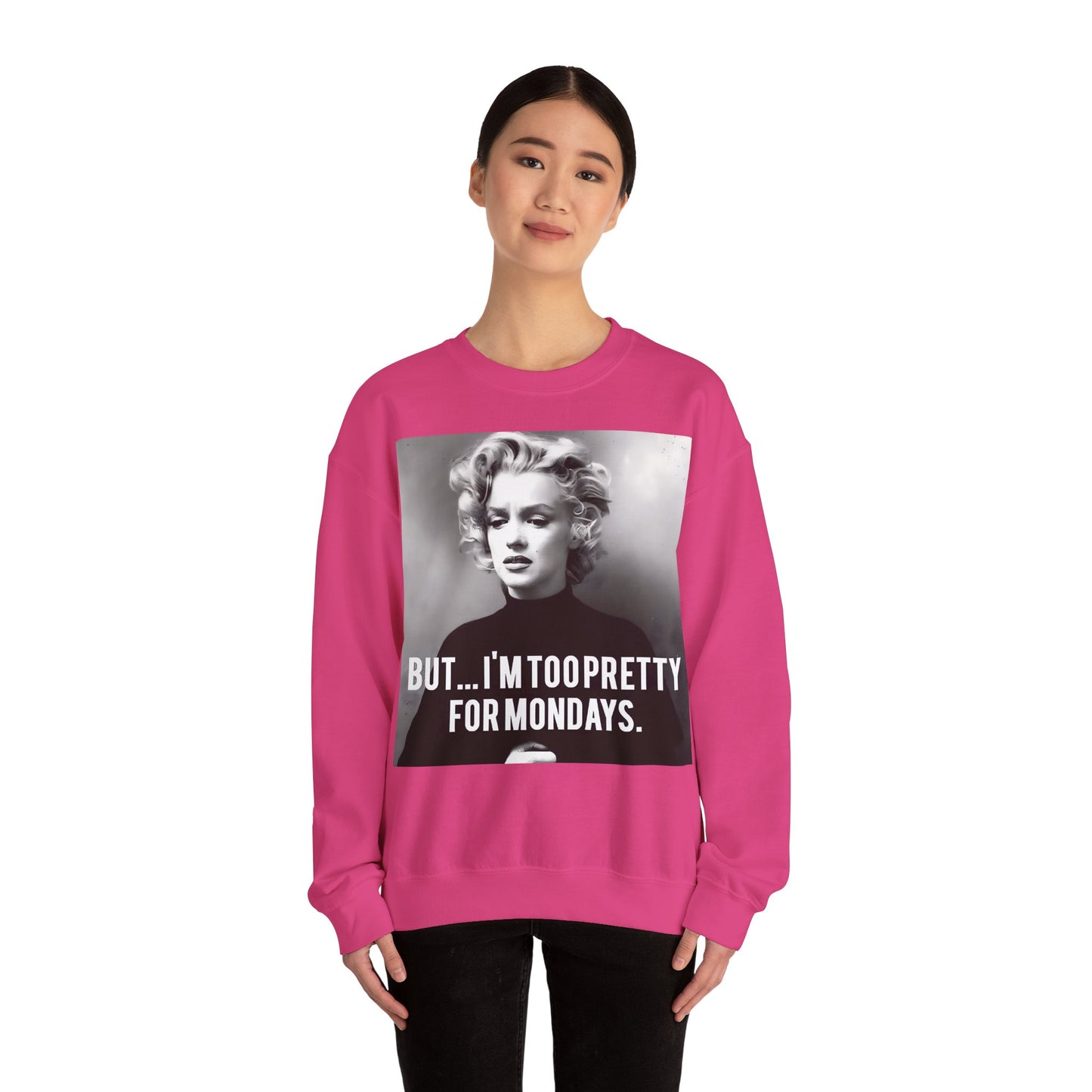Sweatshirt – Sweatshirt – Too Pretty for Mondays – Retro Statement Pullover | True Insights Design mit Humor