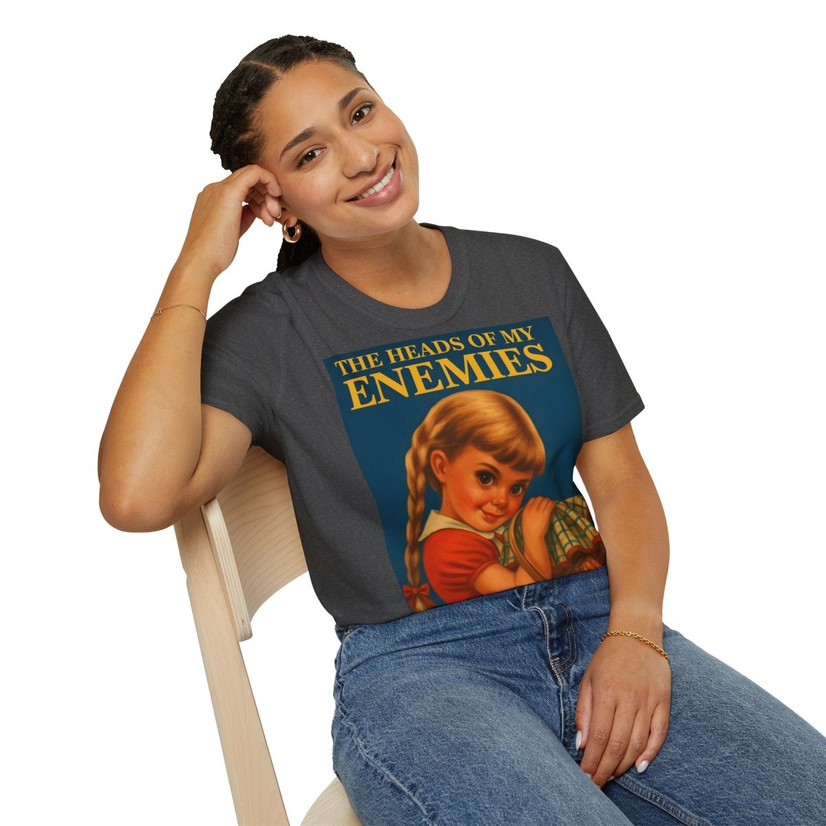 T-Shirt „The Heads of My Enemies“ – Retro-Satire mit Kinderbuch-Flair – Freches Satire-Design für mutige Statements | True Insights