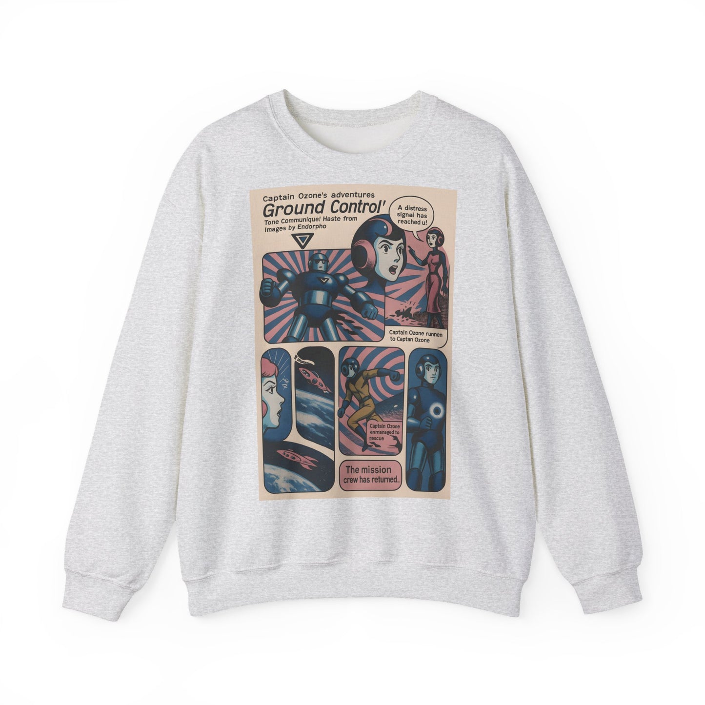 Sweatshirt – Retro Space Comic Sweatshirt – Captain Ozone „Ground Control“ Edition | True Insights Design mit Humor