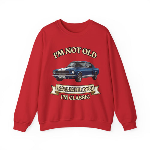 True Insights Jahrgang 1966 Sweatshirt Blauer Sportwagen in Red