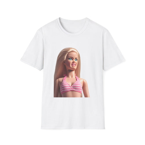 True Insights T-Shirt Judging Doll Puppen-Meme Sarkasmus in Weiß mit skeptisch blickender Puppe