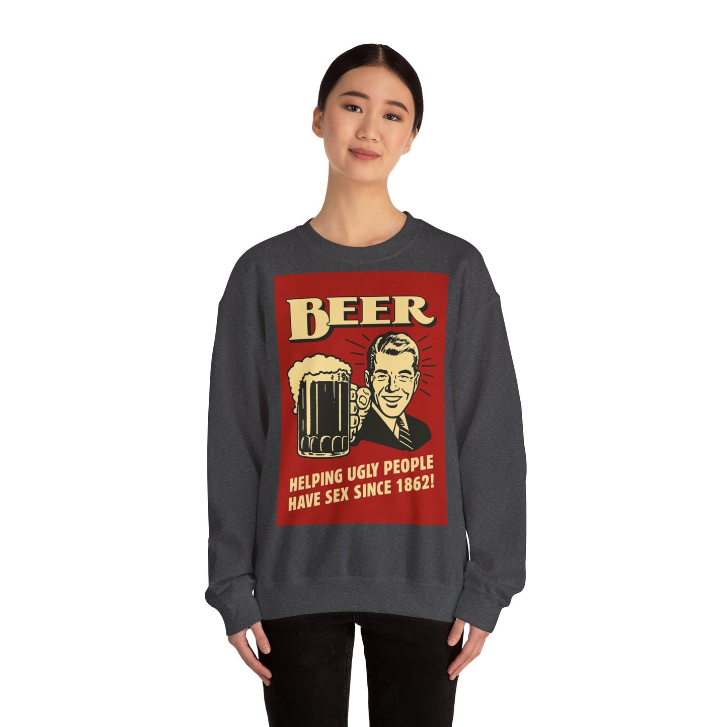 Beer Sweatshirt – Schwarzer Humor im Retro-Werbestil – Freches Satire-Design für mutige Statements | True Insights