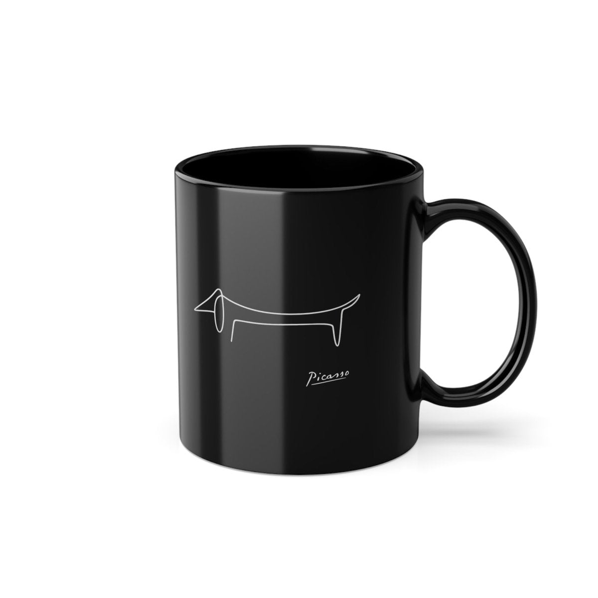Dackel Picasso Tasse Schwarz | Lump Line Art Kaffeebecher | Dackel Geschenk