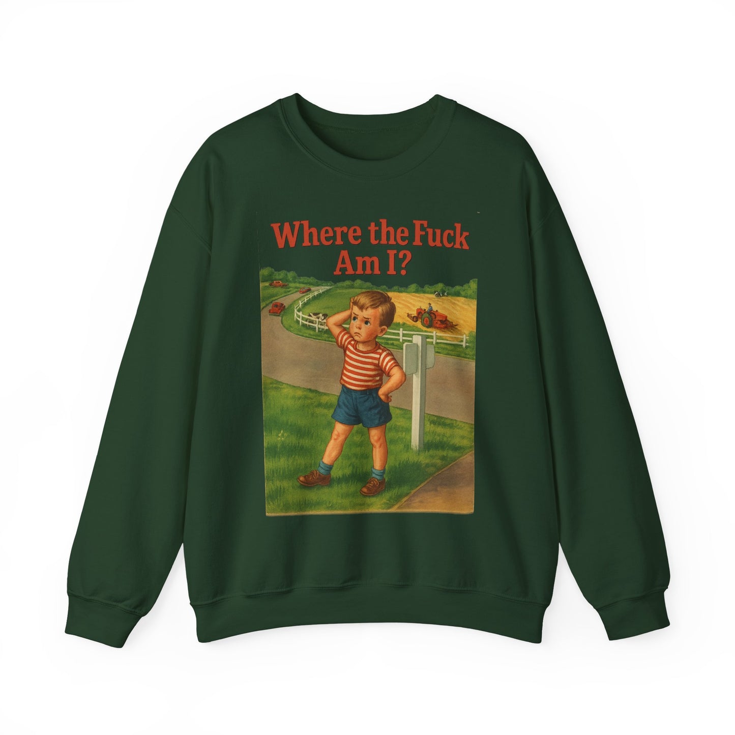 Sweatshirt – Where the Hell Am I? – Vintage Sweatshirt mit nostalgischem Lost-Boy-Motiv | True Insights Design mit Humor