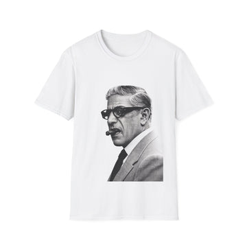 Aristoteles Onassis Portrait T-Shirt Unisex – Ikonische Zigarre & Brille, Vintage Schwarz-Weiß Legende, Retro Fan Geschenk