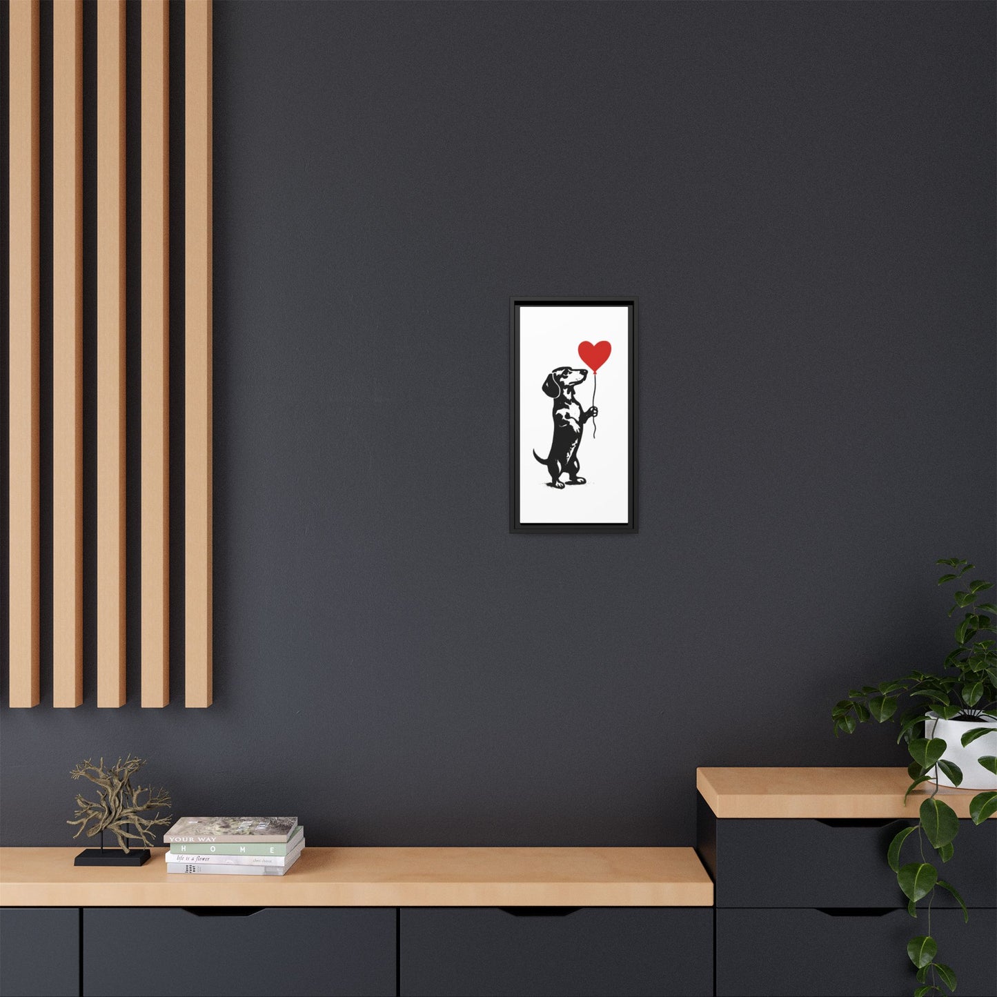 Canvas Bild – Dackel mit Herzballon-True Insights